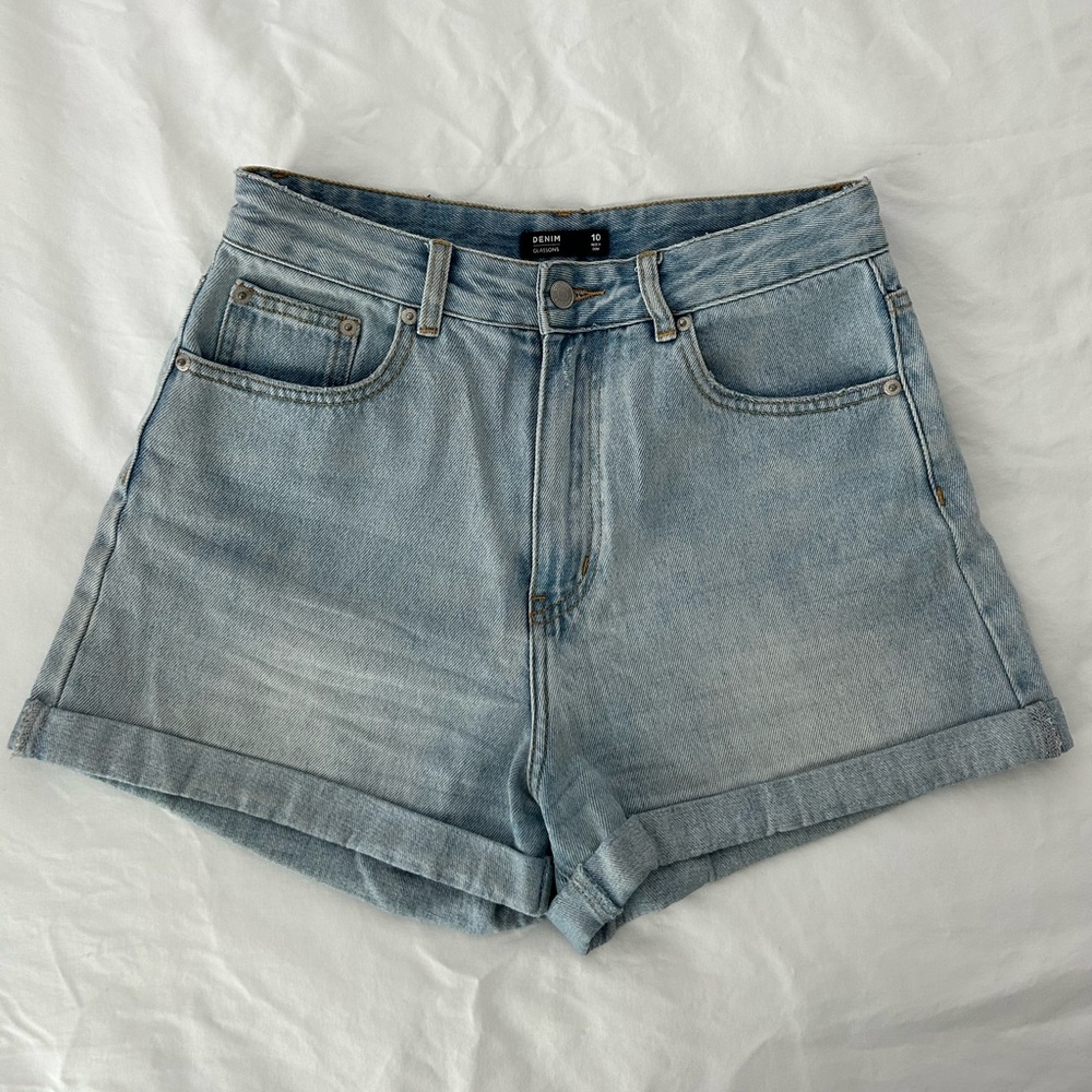 Glassons Light Blue High-Waisted Denim Short